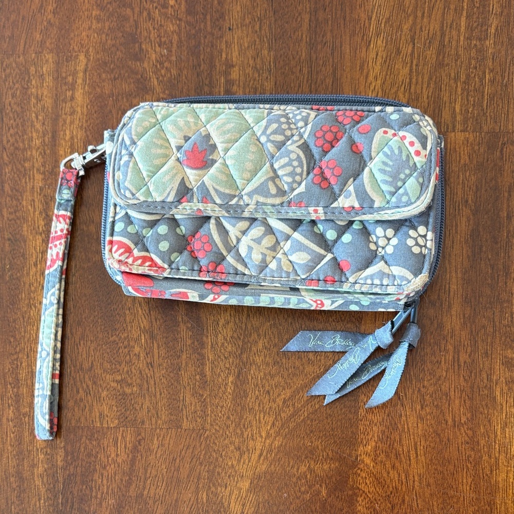 Vera Bradley Gray and Red Patterned Wristlet